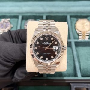 2022 Rolex Datejust Jubilee 126334 Black w 10 Point Diamonds Dial
