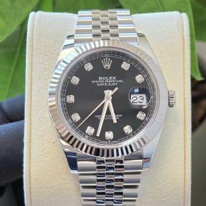 Mint 2022 Rolex Datejust Jubilee 126334 Black w 10 Point Diamonds Dial 41mm