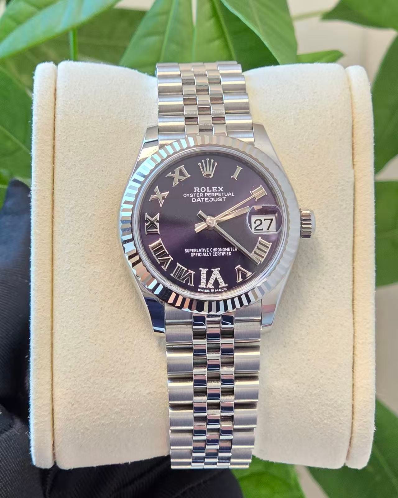 Mint 2023 Rolex Datejust Jubilee 278274 Aubergine W VI Diamonds 31mm