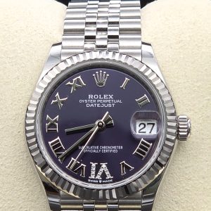 Alternative view of Mint 2023 Rolex Datejust Jubilee 278274 Aubergine W VI Diamonds 31mm