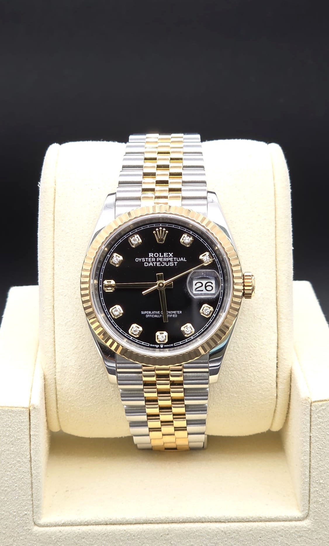 Mint 2019 Rolex Datejust Jubilee Black Dial w 10 Point Diamonds 36mm