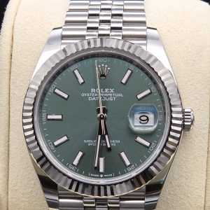 Alternative view of Mint 2023 Rolex Datejust 41mm Mint Green 126334